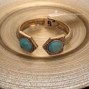 Lucky Brand Gold and Turquoise Bangle